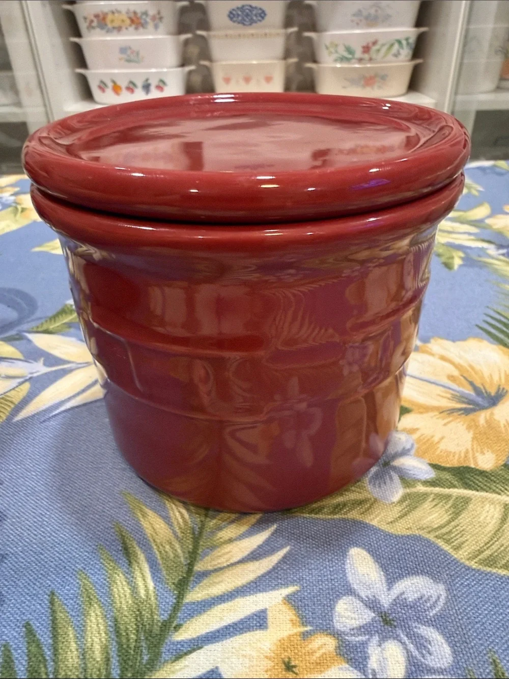 Longaberger Red Ceramic Lidded Pantry Jar
